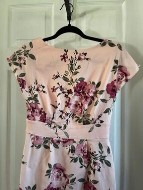 Floral Pink A-Line Dress with Rose Print